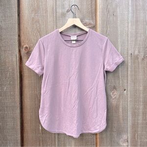 Mossimo Women’s Lilac Cuffed Short Sleeve Knitted T-Shirt Size M